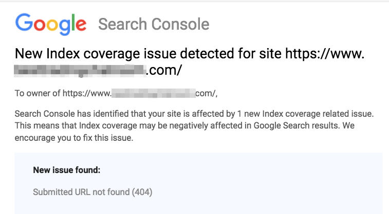 mensagem de links quebrados do google search console